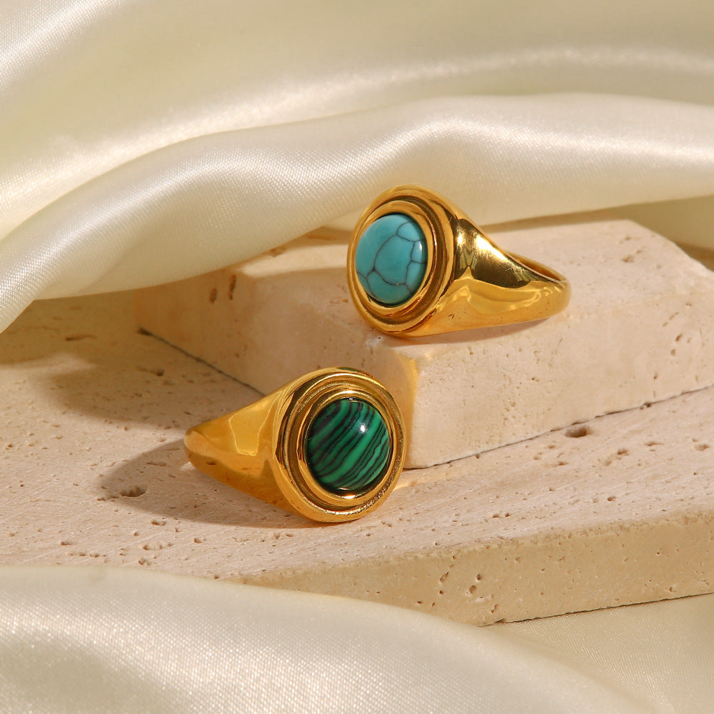 Jin & V Birthstone Inlaid Turquoise Malachite Ring