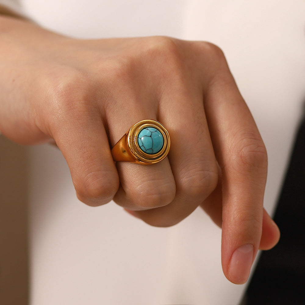 Jin & V Birthstone Inlaid Turquoise Malachite Ring