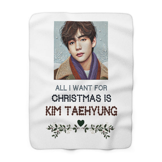 Christmas Taehyung Sherpa Fleece Blanket