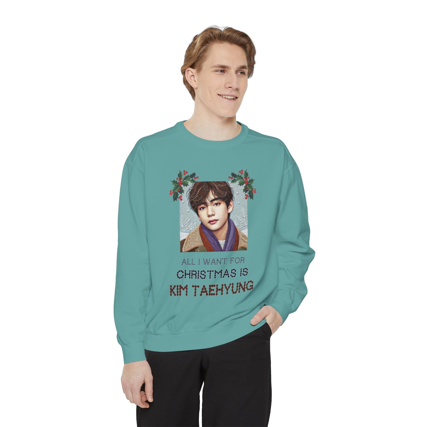 Christmas Taehyung Unisex Garment-Dyed Sweatshirt