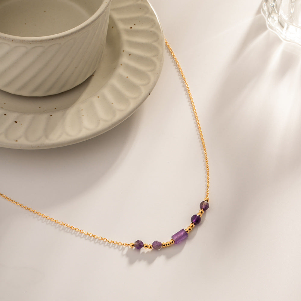 I Purple You 18K Gold Purple Crystal Pendant Design Necklace