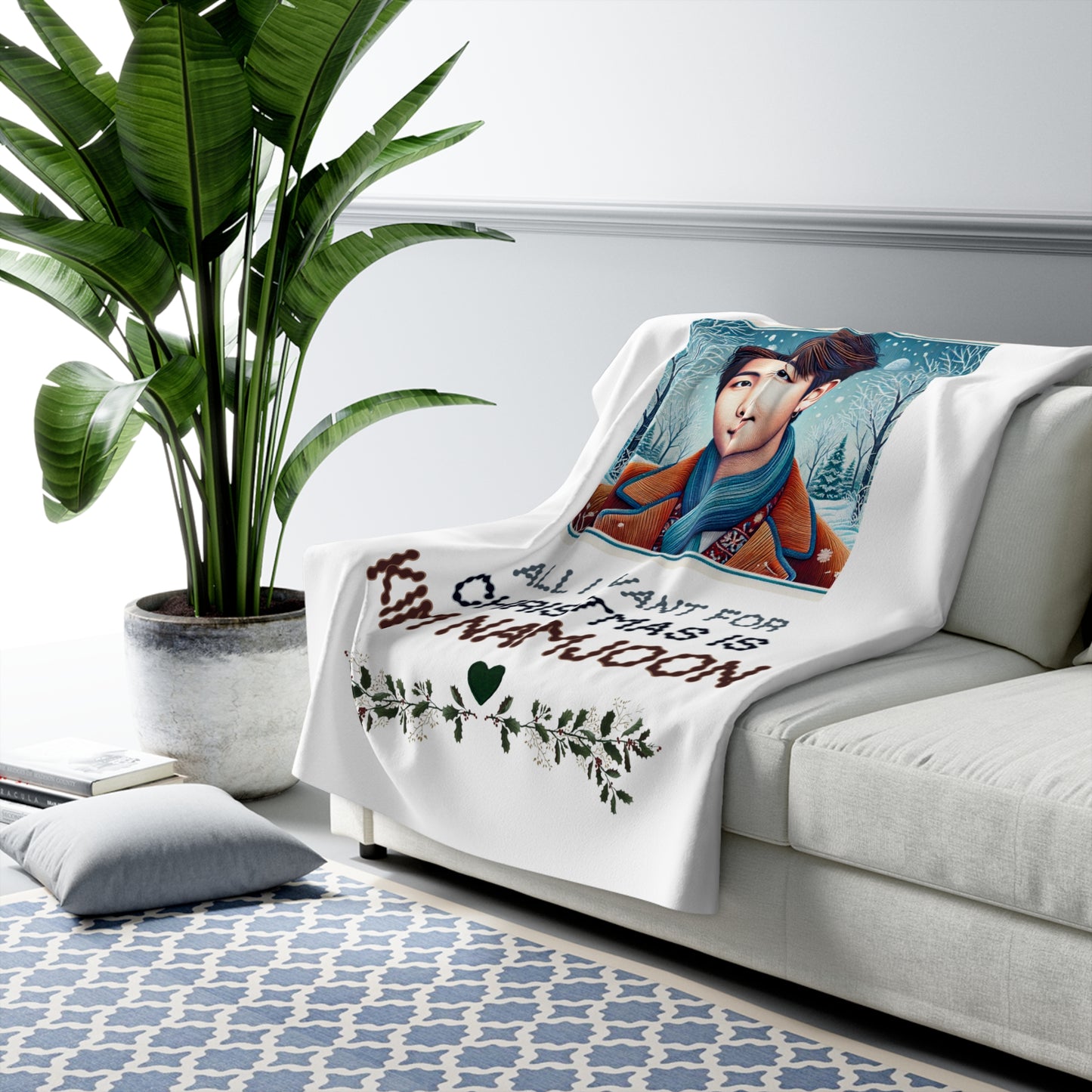 Christmas Namjoon Sherpa Fleece Blanket