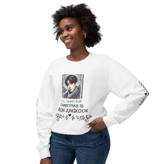 Christmas Jungkook Unisex Lightweight Crewneck Sweatshirt