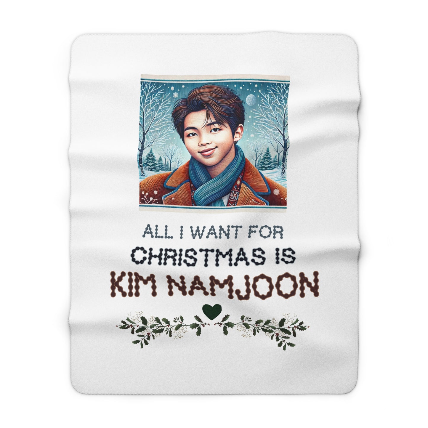 Christmas Namjoon Sherpa Fleece Blanket