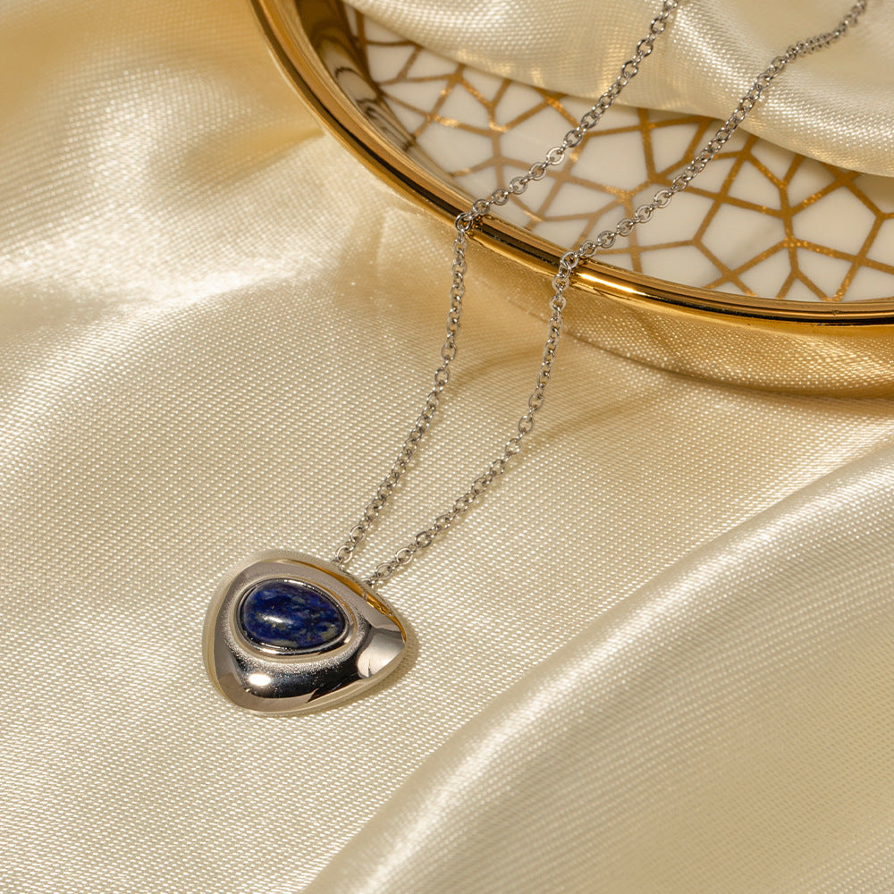 Life Goes On Inlaid Lapis Lazuli with Pearl Necklace and Earrings