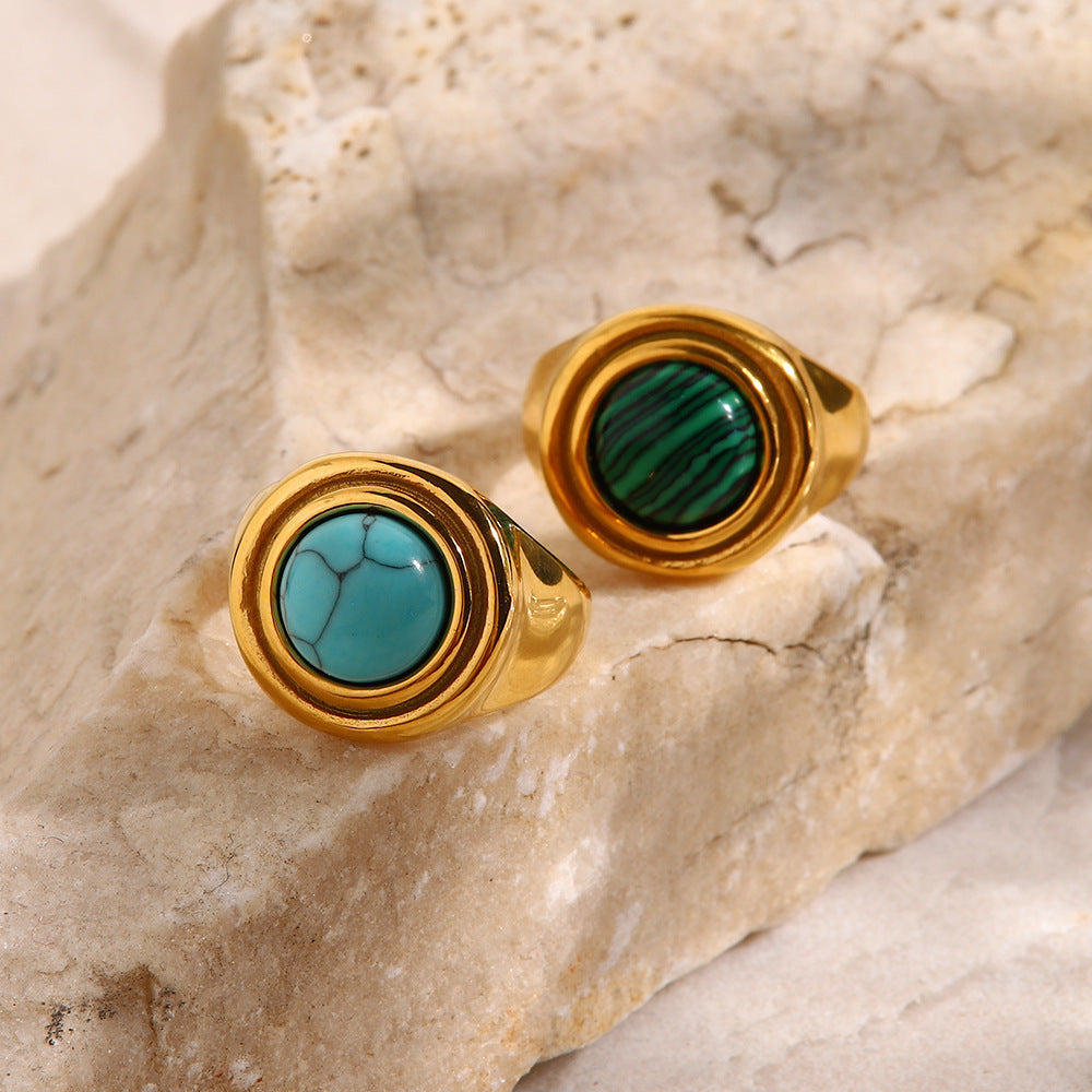 Jin & V Birthstone Inlaid Turquoise Malachite Ring