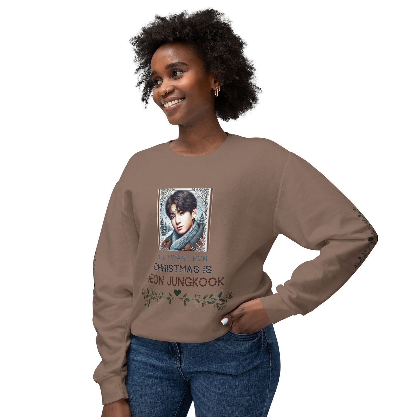 Christmas Jungkook Unisex Lightweight Crewneck Sweatshirt