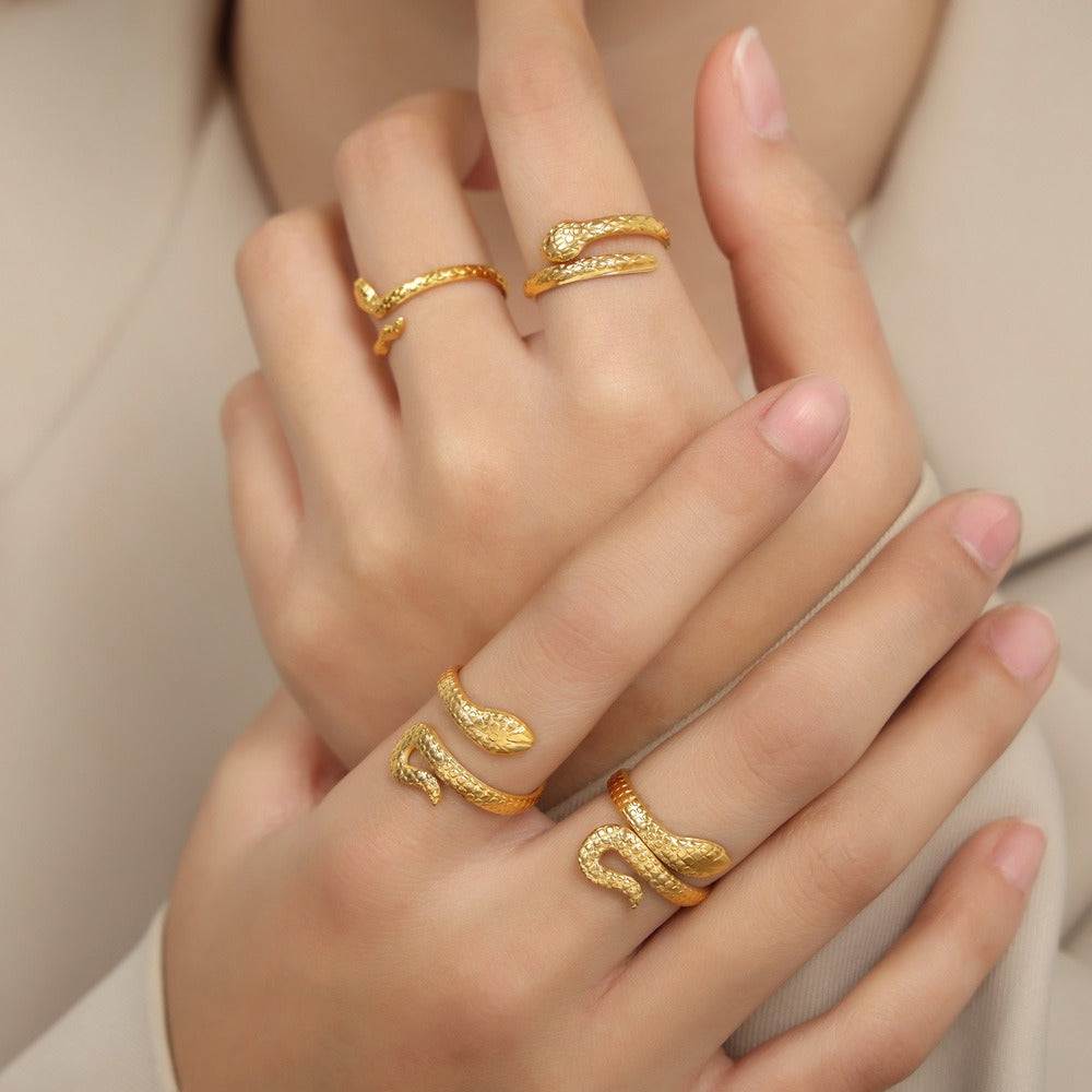 I Hate Snakeu 18K Gold Snake Wrap Ring