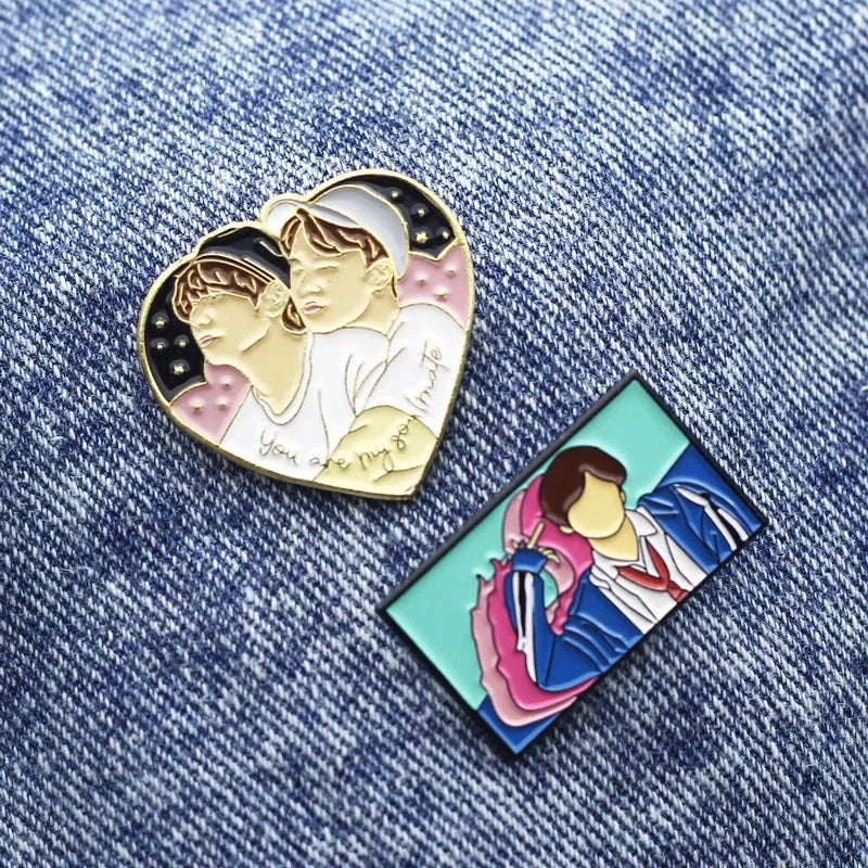 Rap Monster Jimin V Jin Jungkook SUGA J-HOPE Enamel Brooch Pins Fashion Jewelry Gift Metal Backpack Bag Collar Lapel Pins Badges