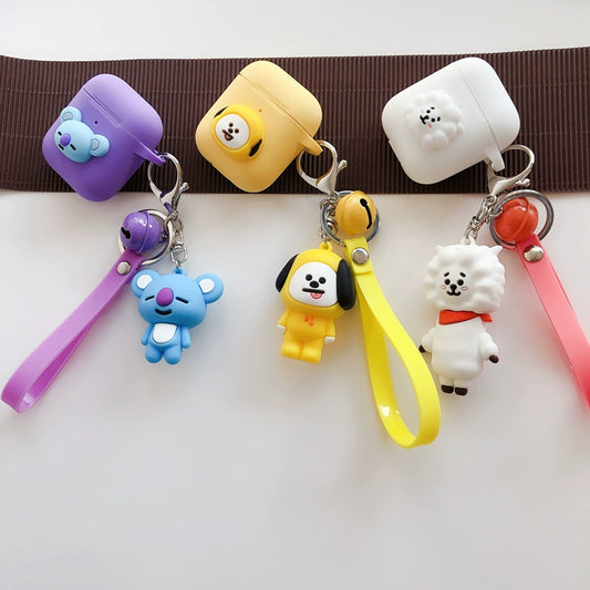 BTS BT21 Line Friends Bell Pendant Earphone Sleeves for Apple AirPods Pro Silicone