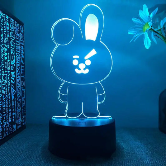 2024 3D Acrylic Cute BT21 Line Friends Remote Control Bedside Lamp