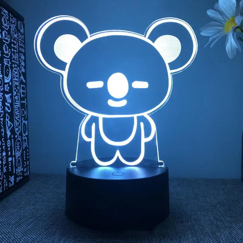 2024 3D Acrylic Cute BT21 Line Friends Remote Control Bedside Lamp