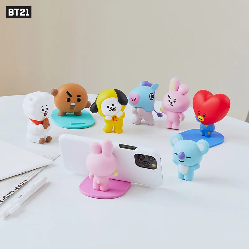 Line Friends Original Cartoon Bt21 Telephone Bracket Koya Rj Tata Mang Shooky Chimmy Kookie Doll Model Desktop Phone Stand Holder