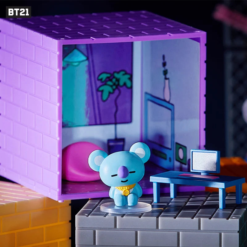 7Pcs Set Bt21 Mini Figure House Cartoon Tata Rj Mang Chimmy Koya Shooky Kookie 5Th Anniversary