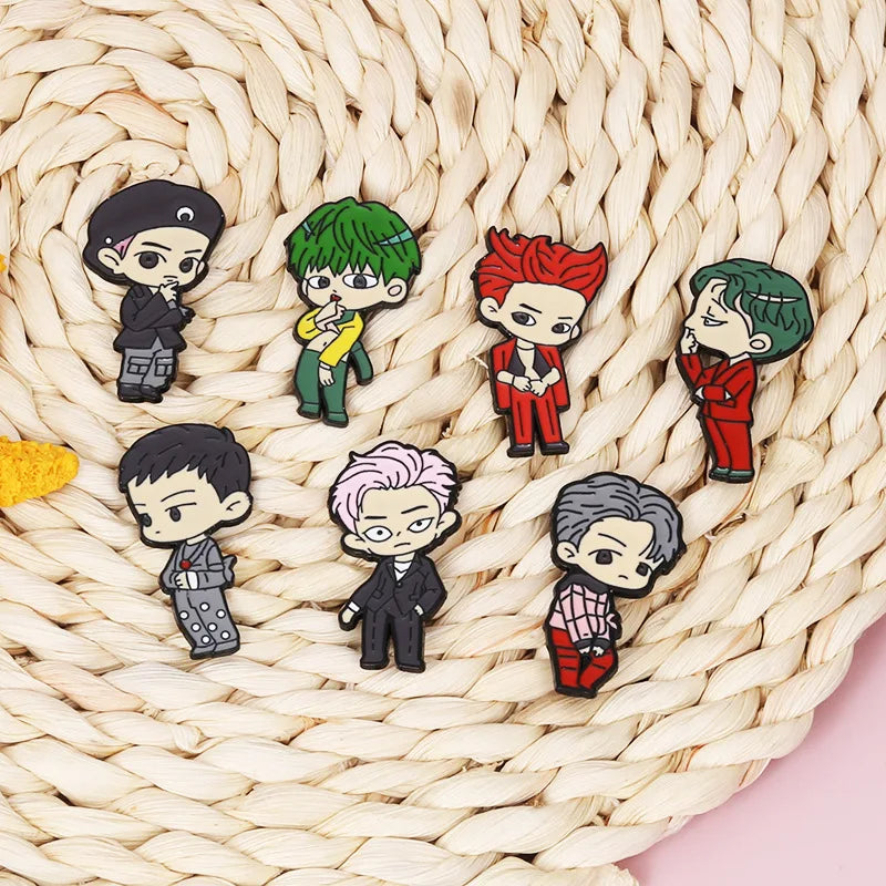 Cartoon Brooches Bangtan Boys Enamel Metal Pins of The 7 JUNG KOOK JIMIN JIN SUGA J-HOPE Idol Men's Group Gift for Fan Wholesale