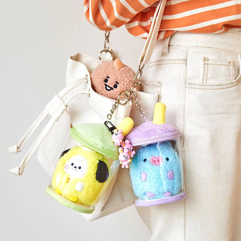 Bt21 Line Friends Bubble Tea Plush Pendant Key Chain