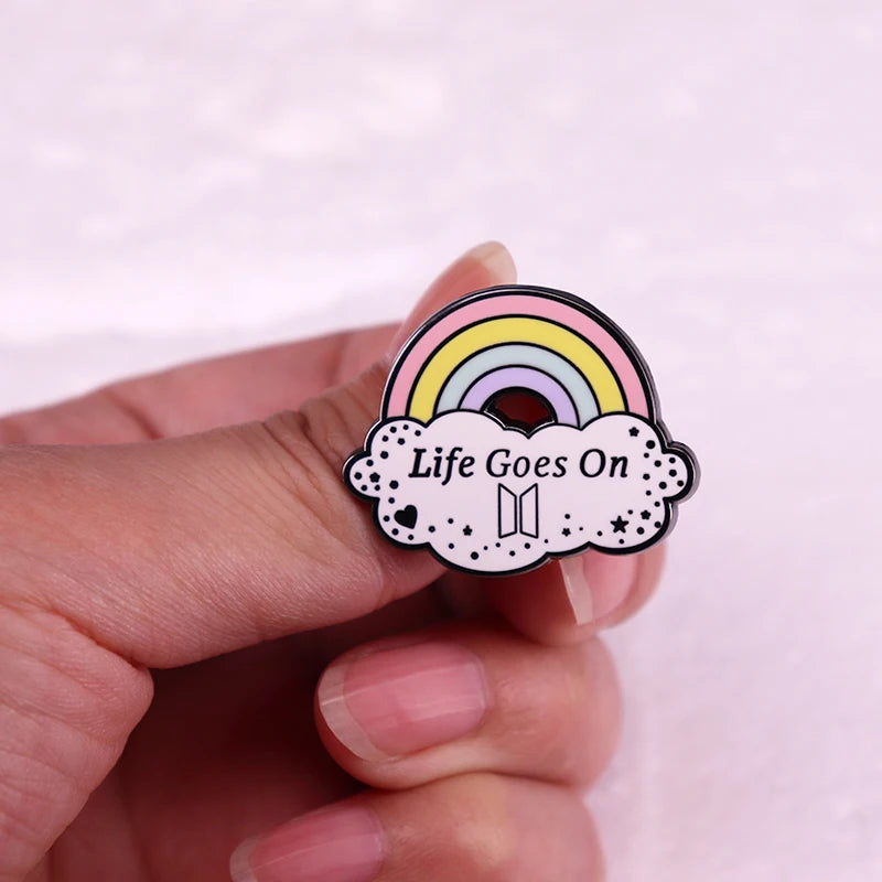 Rainbow Cloud Life Goes On Metal Enamel Pin