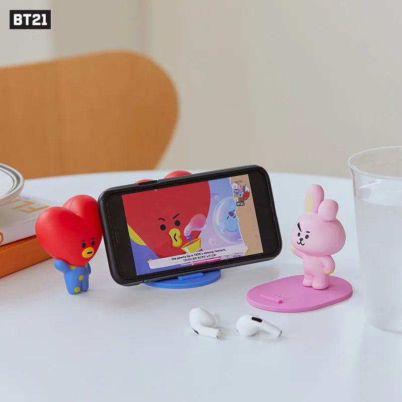 Line Friends Original Cartoon Bt21 Telephone Bracket Koya Rj Tata Mang Shooky Chimmy Kookie Doll Model Desktop Phone Stand Holder