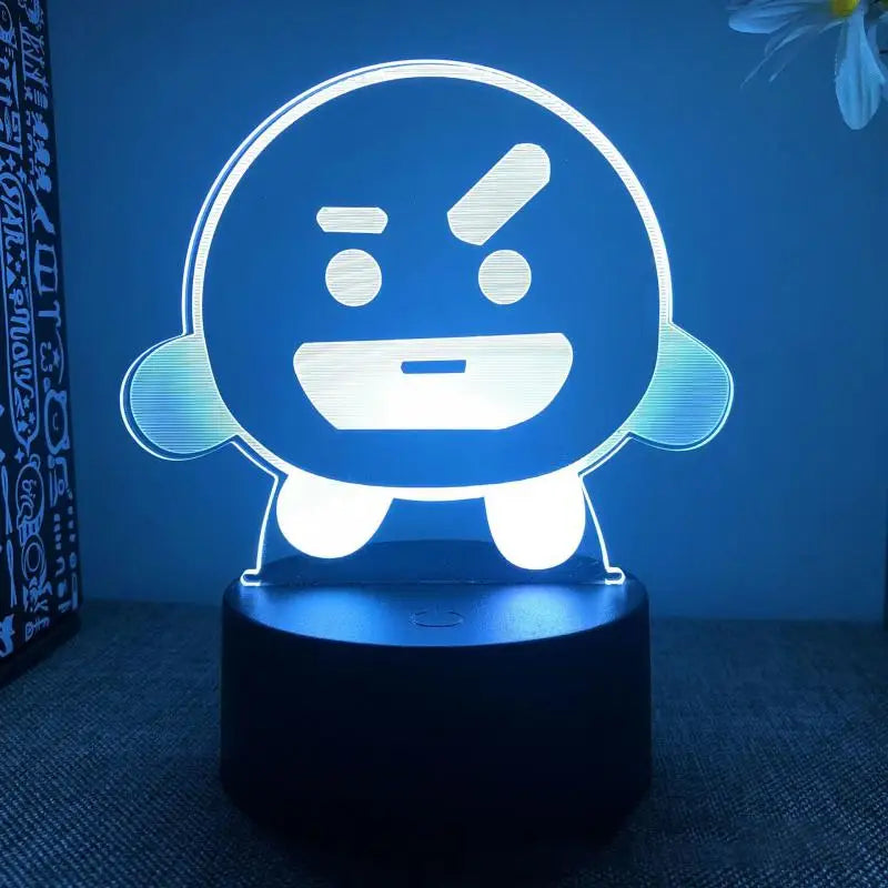 2024 3D Acrylic Cute BT21 Line Friends Remote Control Bedside Lamp