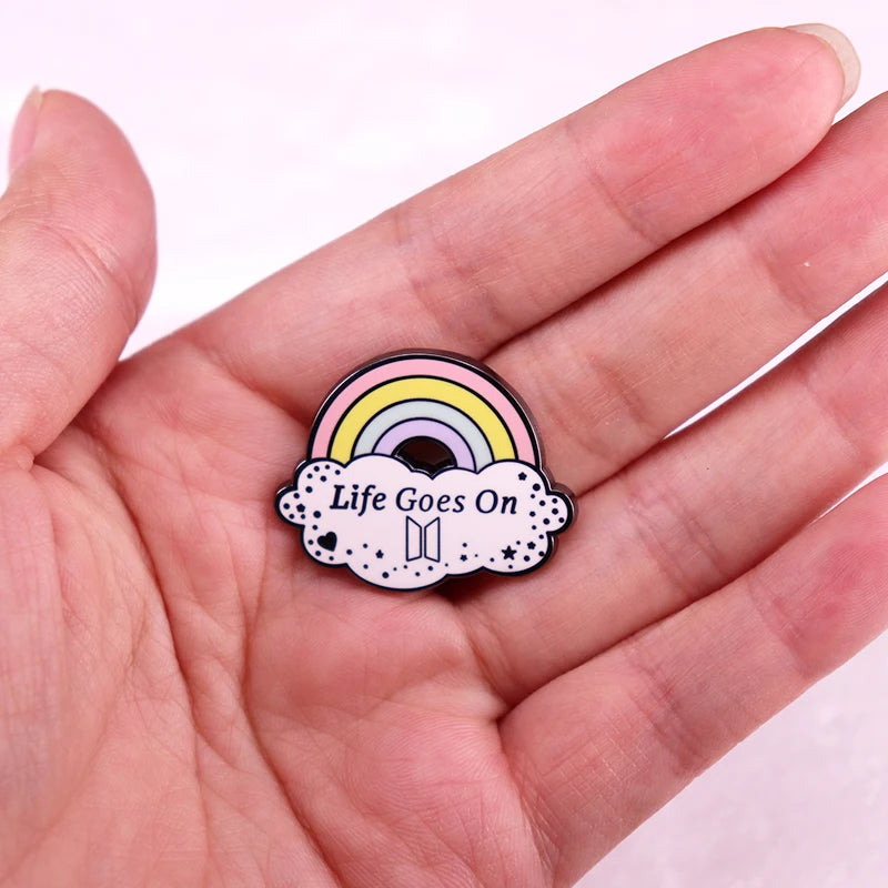 Rainbow Cloud Life Goes On Metal Enamel Pin