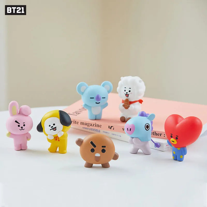 Line Friends Original Cartoon Bt21 Telephone Bracket Koya Rj Tata Mang Shooky Chimmy Kookie Doll Model Desktop Phone Stand Holder