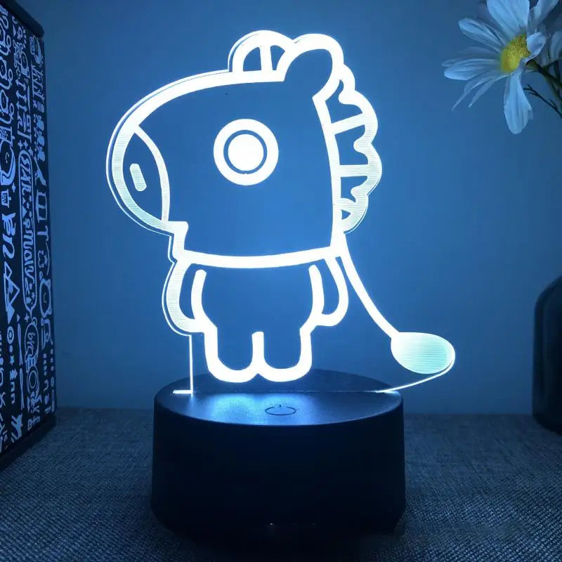 2024 3D Acrylic Cute BT21 Line Friends Remote Control Bedside Lamp