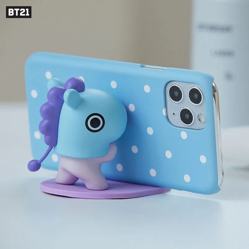 Line Friends Original Cartoon Bt21 Telephone Bracket Koya Rj Tata Mang Shooky Chimmy Kookie Doll Model Desktop Phone Stand Holder