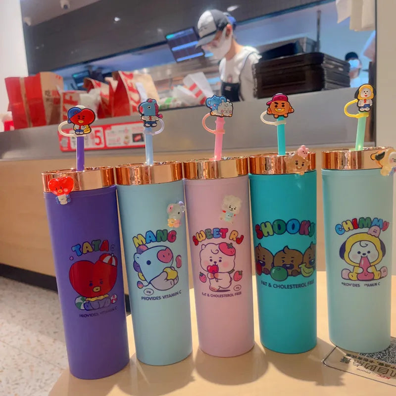 BT21 Line Friends Double-Layer Straw Cup