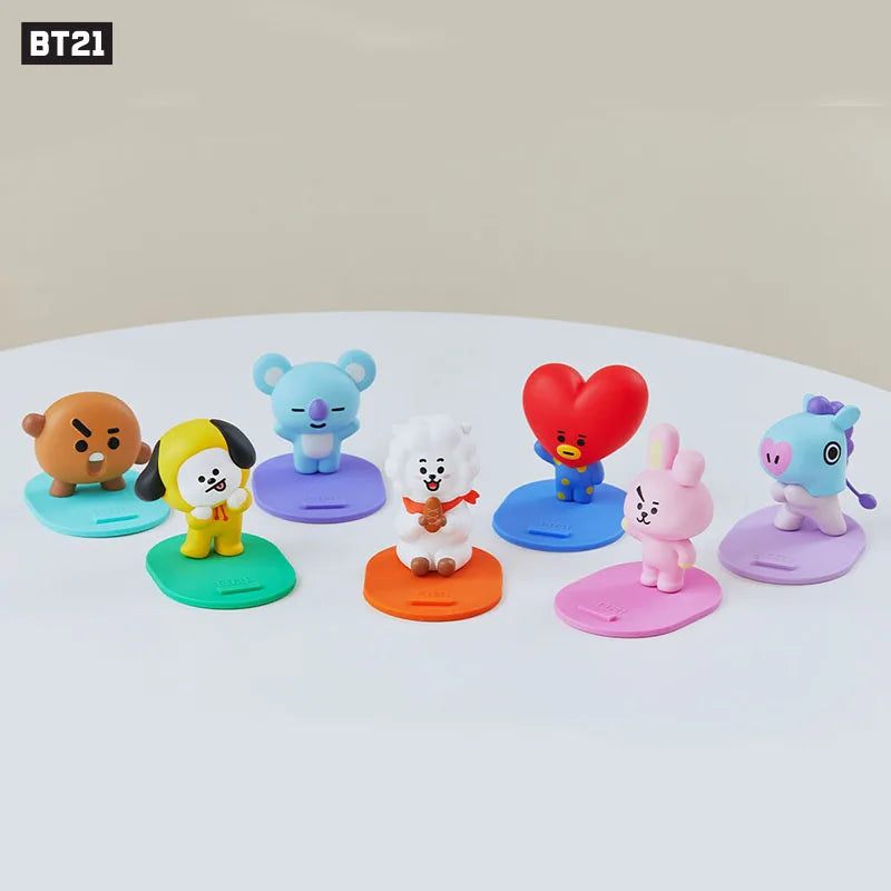 Line Friends Original Cartoon Bt21 Telephone Bracket Koya Rj Tata Mang Shooky Chimmy Kookie Doll Model Desktop Phone Stand Holder