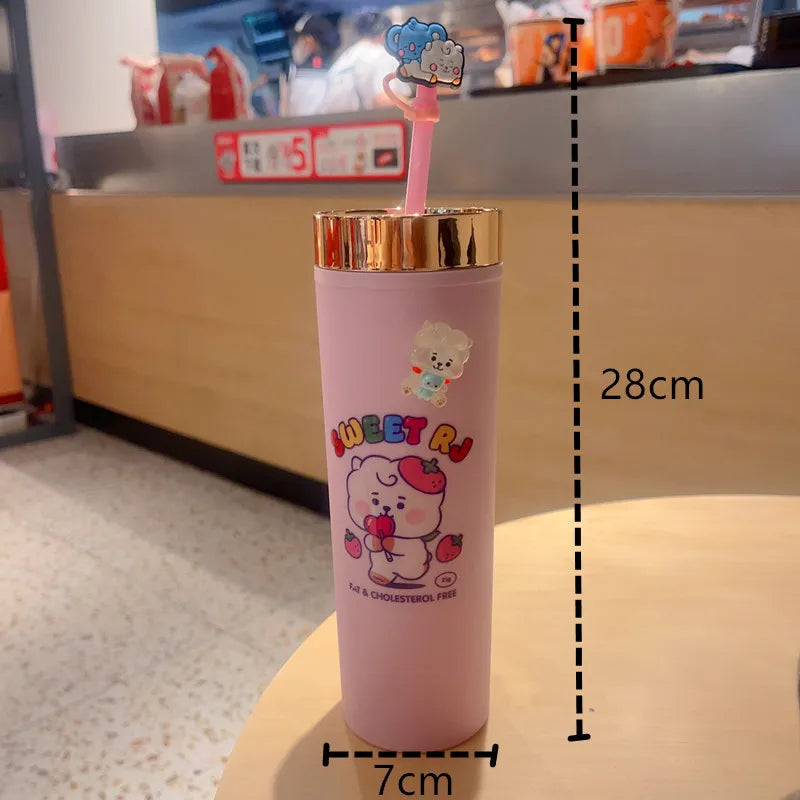 BT21 Line Friends Double-Layer Straw Cup