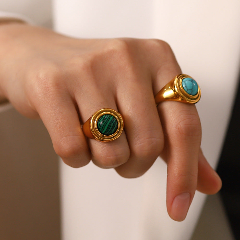 Jin & V Birthstone Inlaid Turquoise Malachite Ring