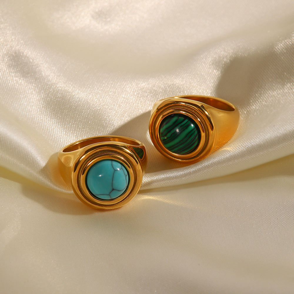 Jin & V Birthstone Inlaid Turquoise Malachite Ring