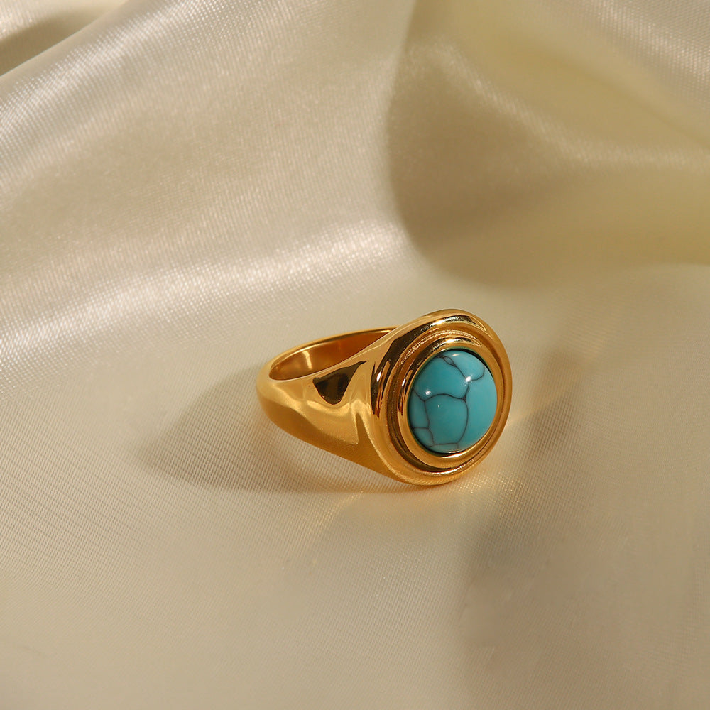 Jin & V Birthstone Inlaid Turquoise Malachite Ring